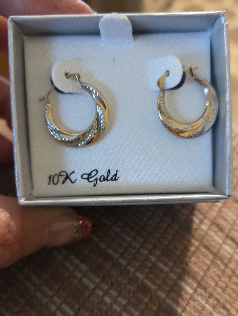 Two-Tone Twisted Hoop Earrings - Gold
